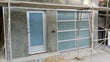 Contemporary Aluminum & White Laminate (Privacy) Glass Garage Door