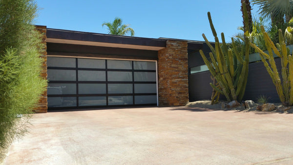 Contemporary Aluminum & White Laminate (Privacy) Glass Garage Door