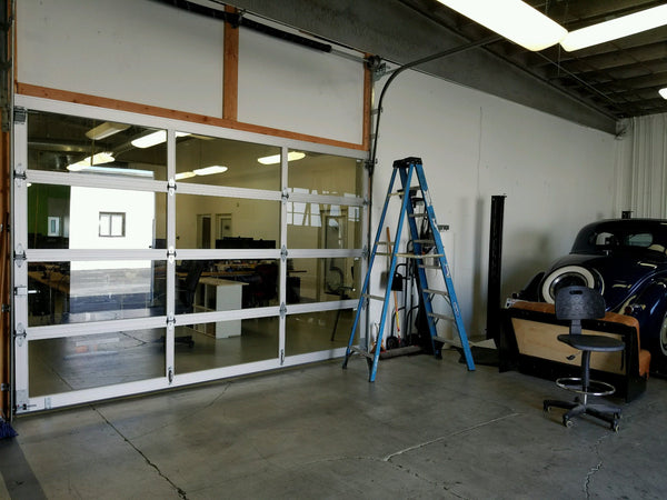 Full View Modern Anodized Aluminum & Clear Tempered Glass Garage Door