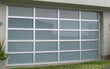 Contemporary Aluminum & White Laminate (Privacy) Glass Garage Door