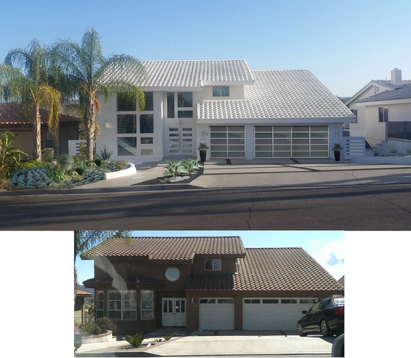 Contemporary Aluminum & White Laminate (Privacy) Glass Garage Door