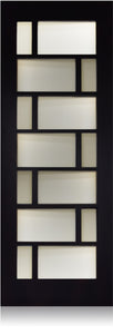 Brick - Modern Mahogany Wood & White Laminated Glass Entry Solid Door