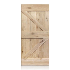 Matias - Rustic Unfinished 2-Panel V-Groove Knotty Alder Barn Door (Free Shipping)