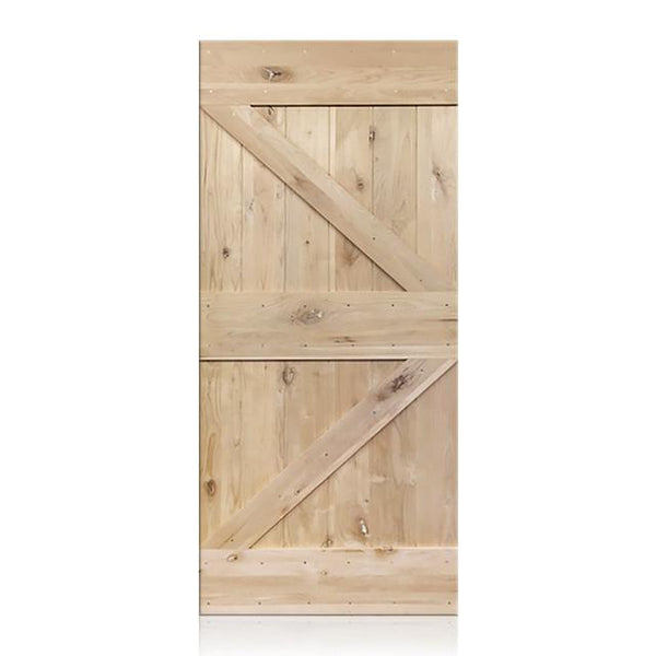 Matias - Rustic Unfinished 2-Panel V-Groove Knotty Alder Barn Door (Free Shipping)