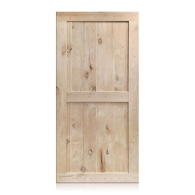 Camilia - Rustic Unfinished 2-Panel V-Groove Knotty Alder Barn Door (Free Shipping)