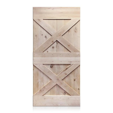 Esteban - Rustic Unfinished 2-Panel V-Groove Knotty Alder Barn Door (Free Shipping)