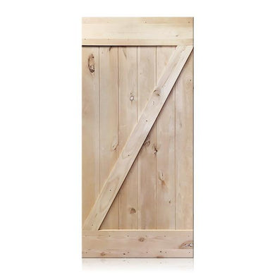 Vicente- Rustic Unfinished 1-Panel V-Groove Knotty Alder Barn Door (Free Shipping)