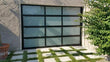 Contemporary Aluminum & White Laminate (Privacy) Glass Garage Door