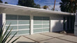 Contemporary Aluminum & White Laminate (Privacy) Glass Garage Door