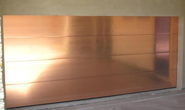 Grand - Modern Style Custom Wood Garage Door with Brushed Aluminum Overlay