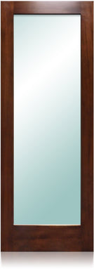 One Lite - Modern Mahogany Wood & White Laminated Glass Entry Solid Door