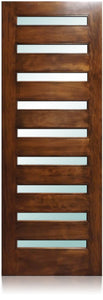 Maranti - Modern Mahogany Wood and White Laminated Glass Entry Solid Door