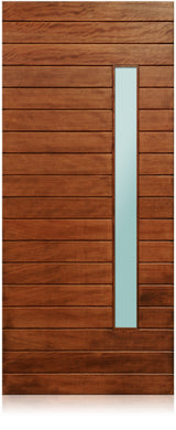 Nobu - Modern Mahogany Wood & White Laminated Glass Entry Solid Door