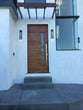 Nobu - Modern Mahogany Wood & White Laminated Glass Entry Solid Door