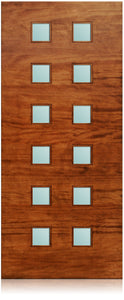 Trinity - Modern Mahogany Wood & White Laminated Glass Entry Solid Door