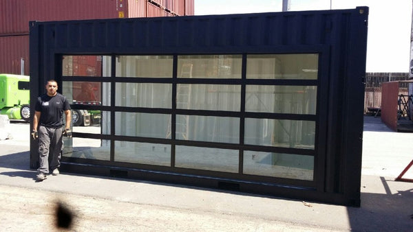 Contemporary Aluminum & Clear Tempered Glass Garage Door