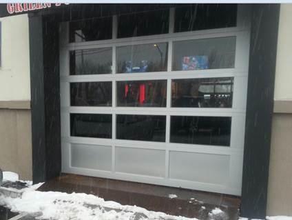 Full View Modern Anodized Aluminum & Clear Tempered Glass Garage Door