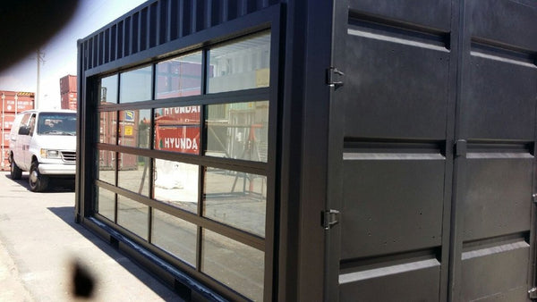 Contemporary Aluminum & Clear Tempered Glass Garage Door
