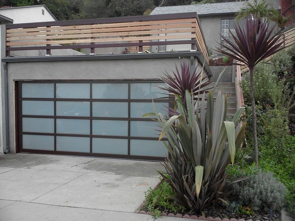 Contemporary Aluminum & White Laminate (Privacy) Glass Garage Door